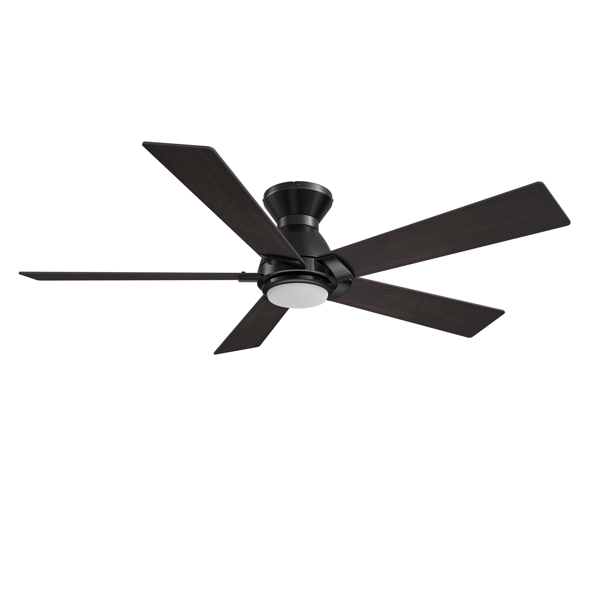 Carro ASCENDER 48 inch 5-Blade Flush Mount Smart Ceiling Fan with LED Light & Remote Control - Black/Walnut & Barnwood (Reversible Blades)