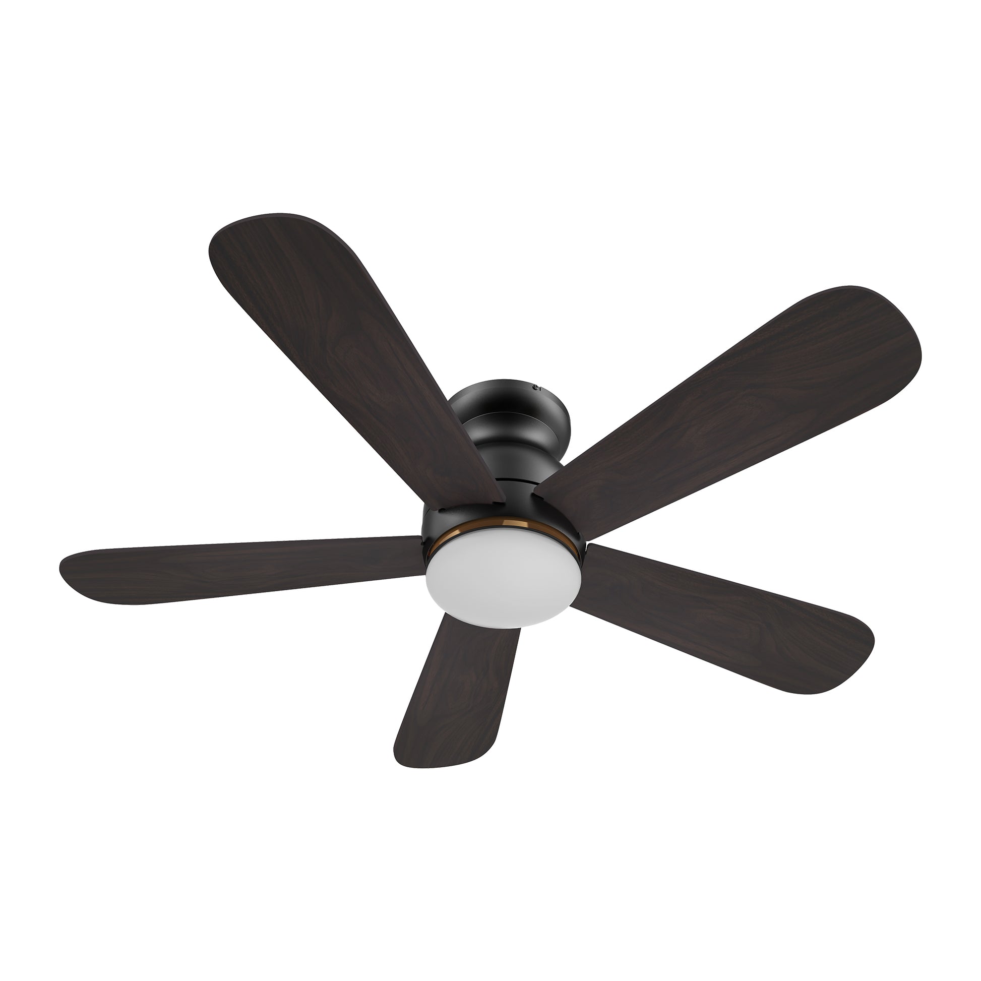 Carro DUBOIS 48 inch 5-Blade Flush Mount Smart Ceiling Fan with LED Light Kit & Remote- Black/Walnut & Barnwood (Reversible Blades)