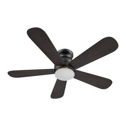 Carro DUBOIS 48 inch 5-Blade Flush Mount Smart Ceiling Fan with LED Light Kit & Remote- Black/Walnut & Barnwood (Reversible Blades)