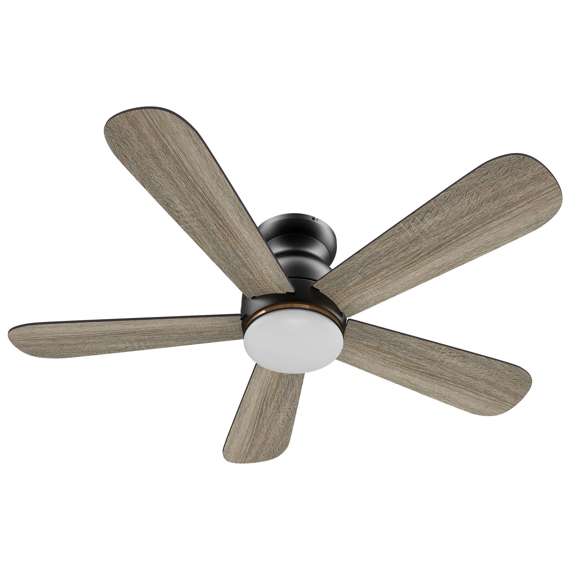Carro DUBOIS 48 inch 5-Blade Flush Mount Smart Ceiling Fan with LED Light Kit & Remote- Black/Walnut & Barnwood (Reversible Blades)