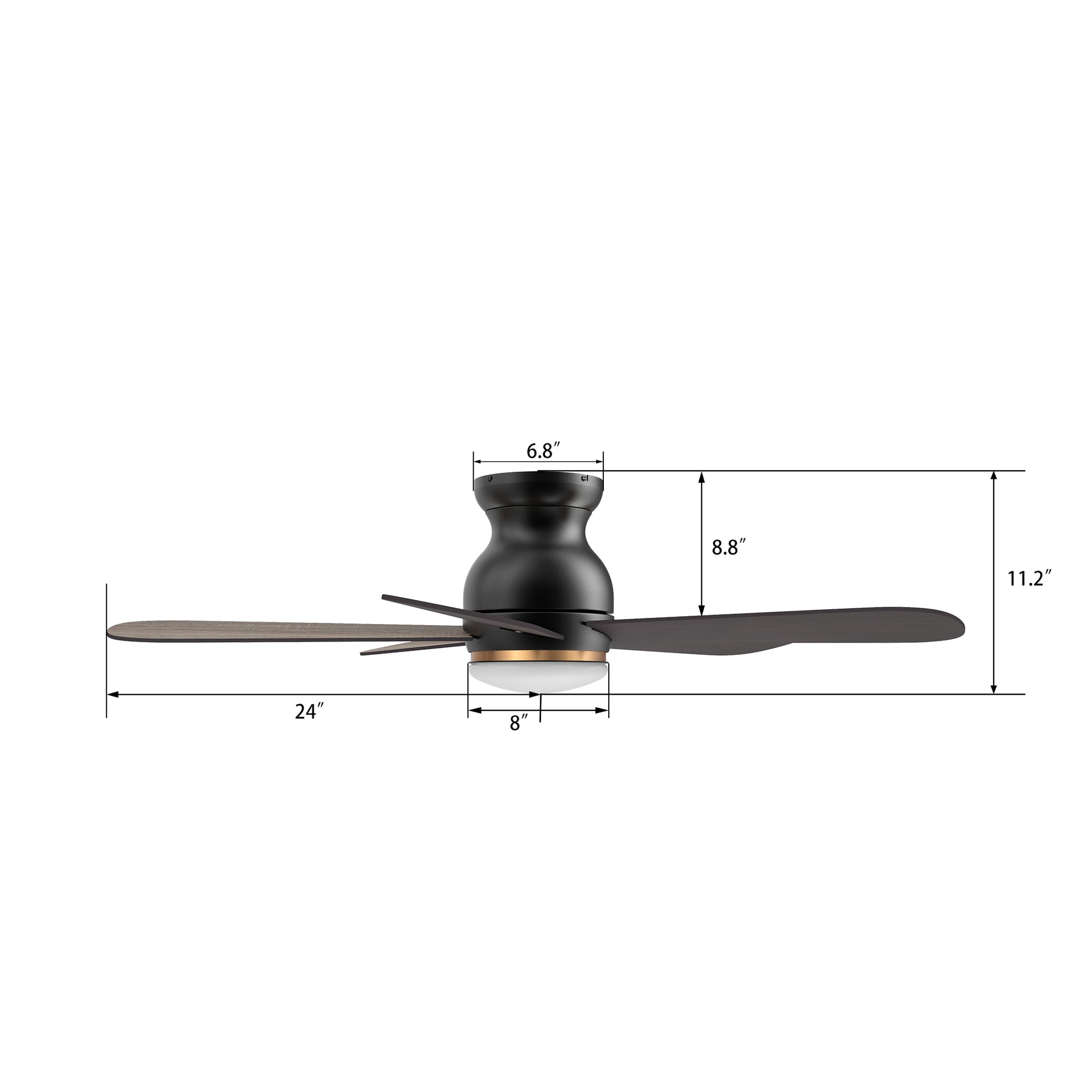 Carro DUBOIS 48 inch 5-Blade Flush Mount Smart Ceiling Fan with LED Light Kit & Remote- Black/Walnut & Barnwood (Reversible Blades)