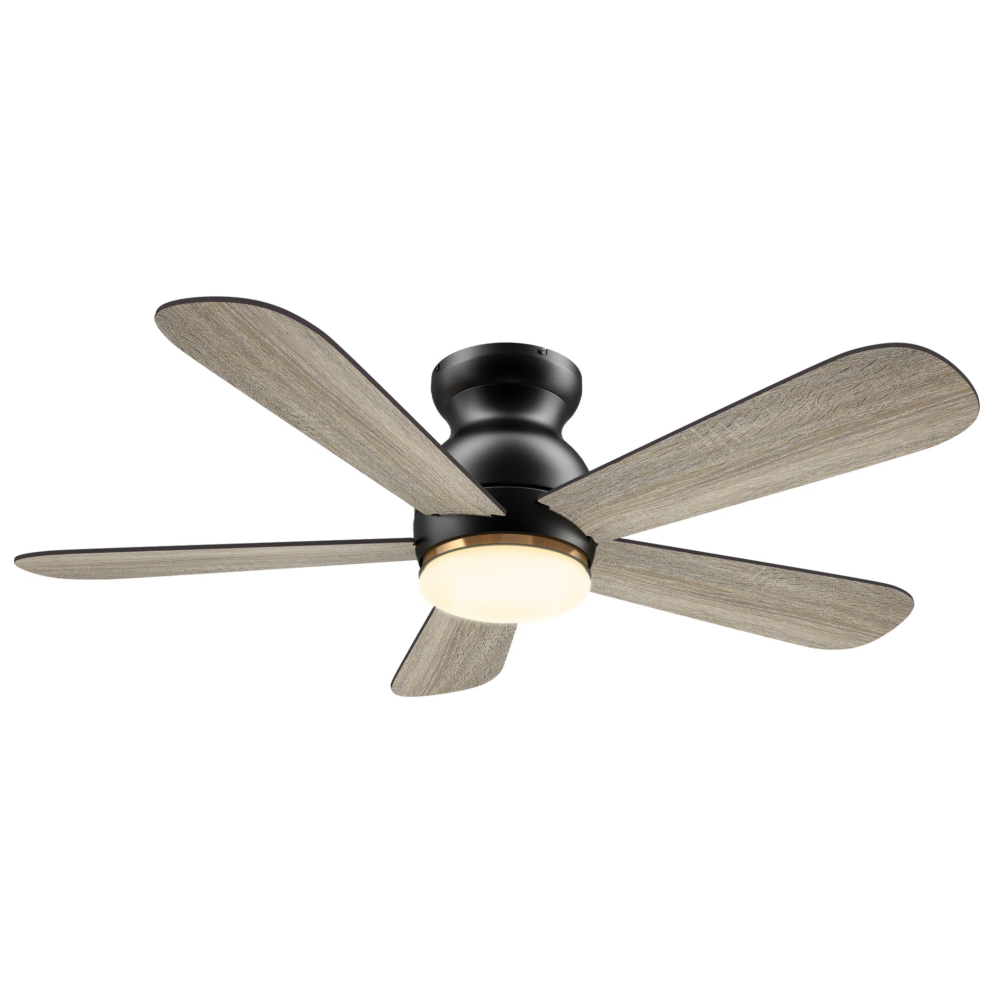 Carro DUBOIS 48 inch 5-Blade Flush Mount Smart Ceiling Fan with LED Light Kit & Remote- Black/Walnut & Barnwood (Reversible Blades)