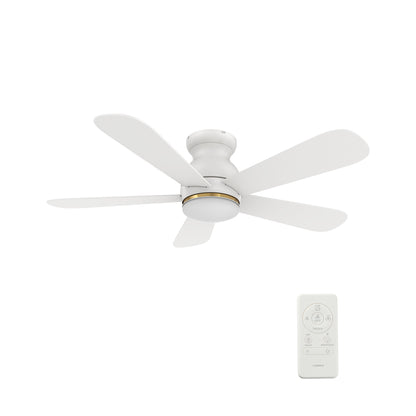 Carro DUBOIS 48 inch 5-Blade Flush Mount Smart Ceiling Fan with LED Light Kit & Remote- White/White