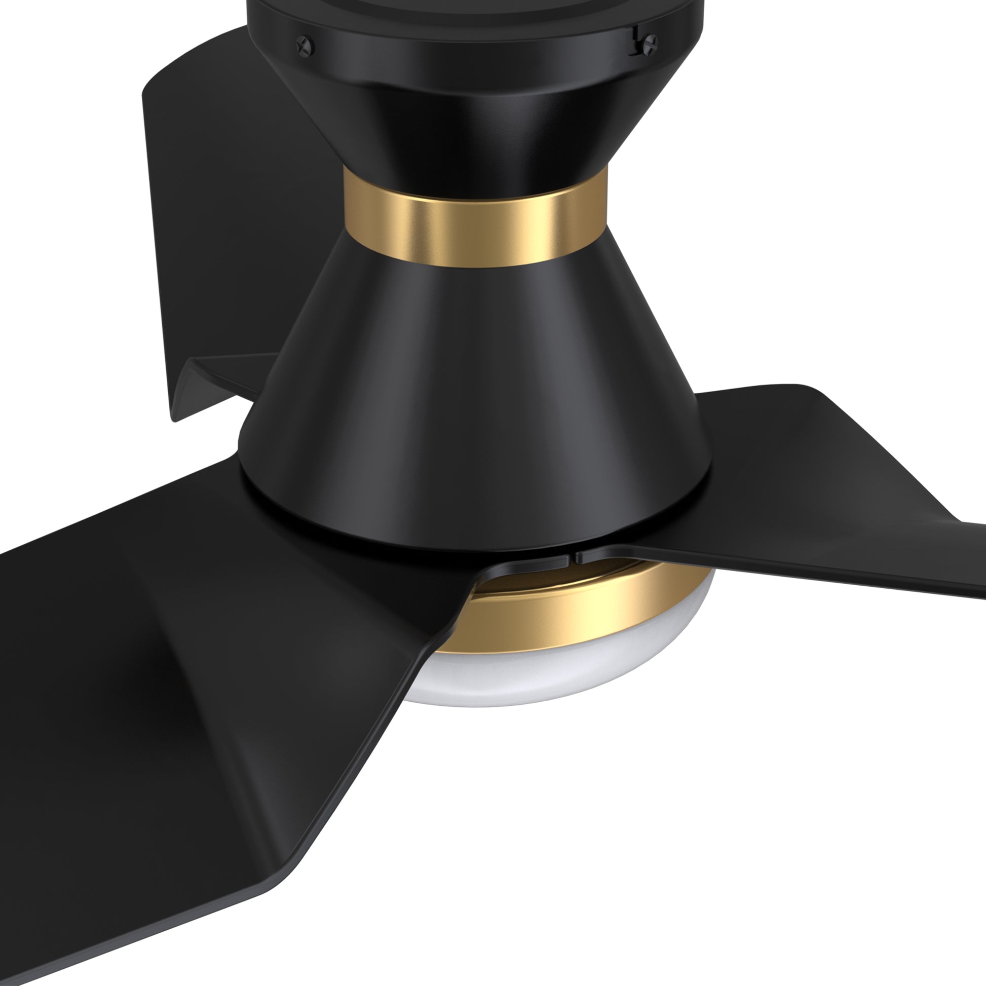Carro KREIS 52 inch Flush Mount 3-Blade Smart Ceiling Fan with LED Light Kit & Remote - Black/Black (Gold Detail)