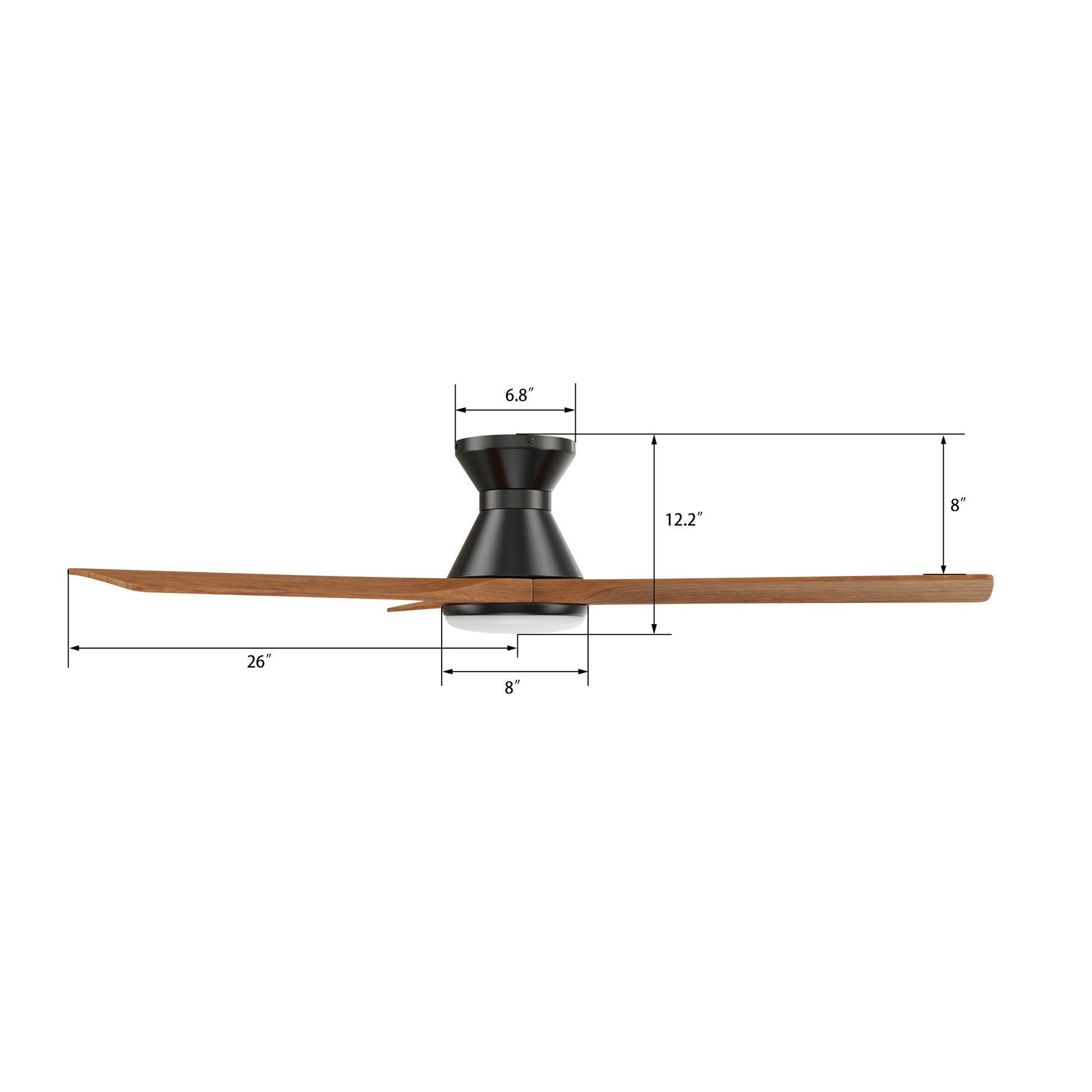 Carro NICOLET 52 inch 3-Blade Flush Mount Smart Ceiling Fan with LED Light Kit & Remote- Black/Antique Walnut