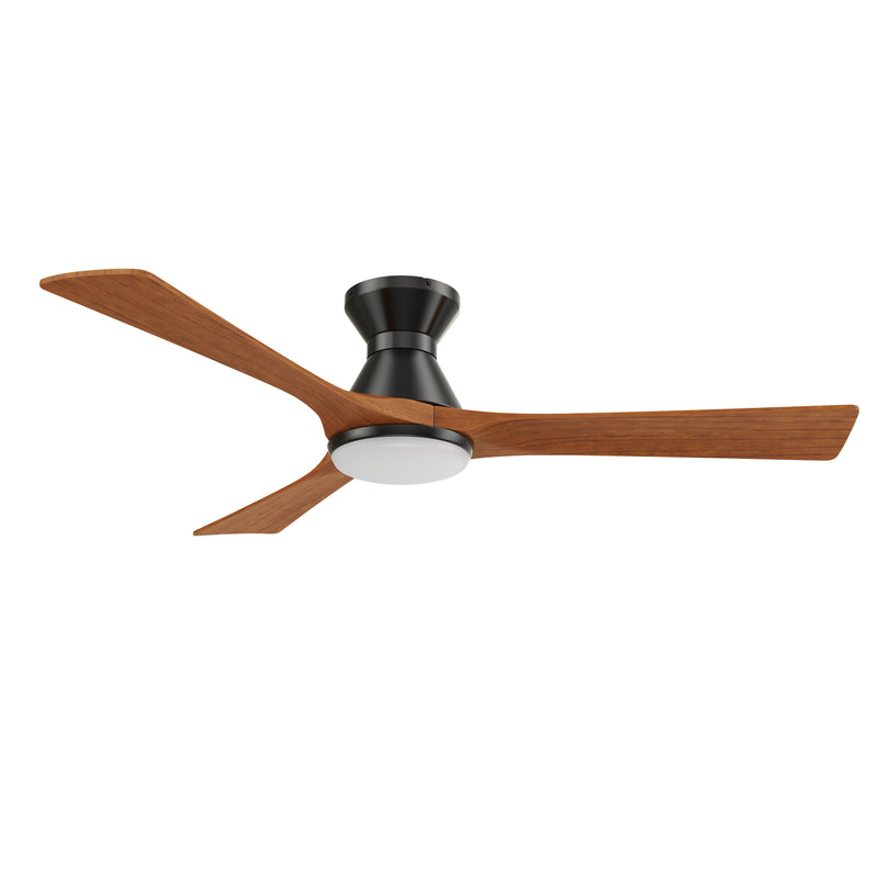 Carro NICOLET 52 inch 3-Blade Flush Mount Smart Ceiling Fan with LED Light Kit & Remote- Black/Antique Walnut