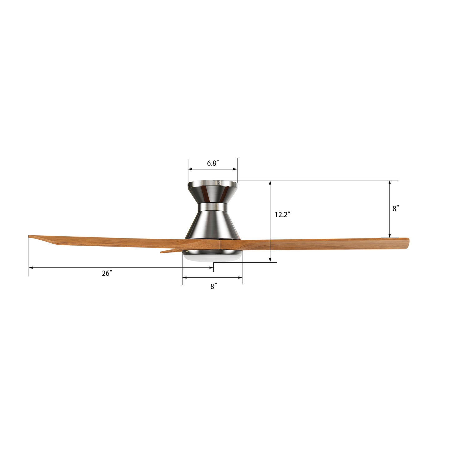 Carro NICOLET 52 inch 3-Blade Flush Mount Smart Ceiling Fan with LED Light Kit & Remote- Silver/Antique Walnut