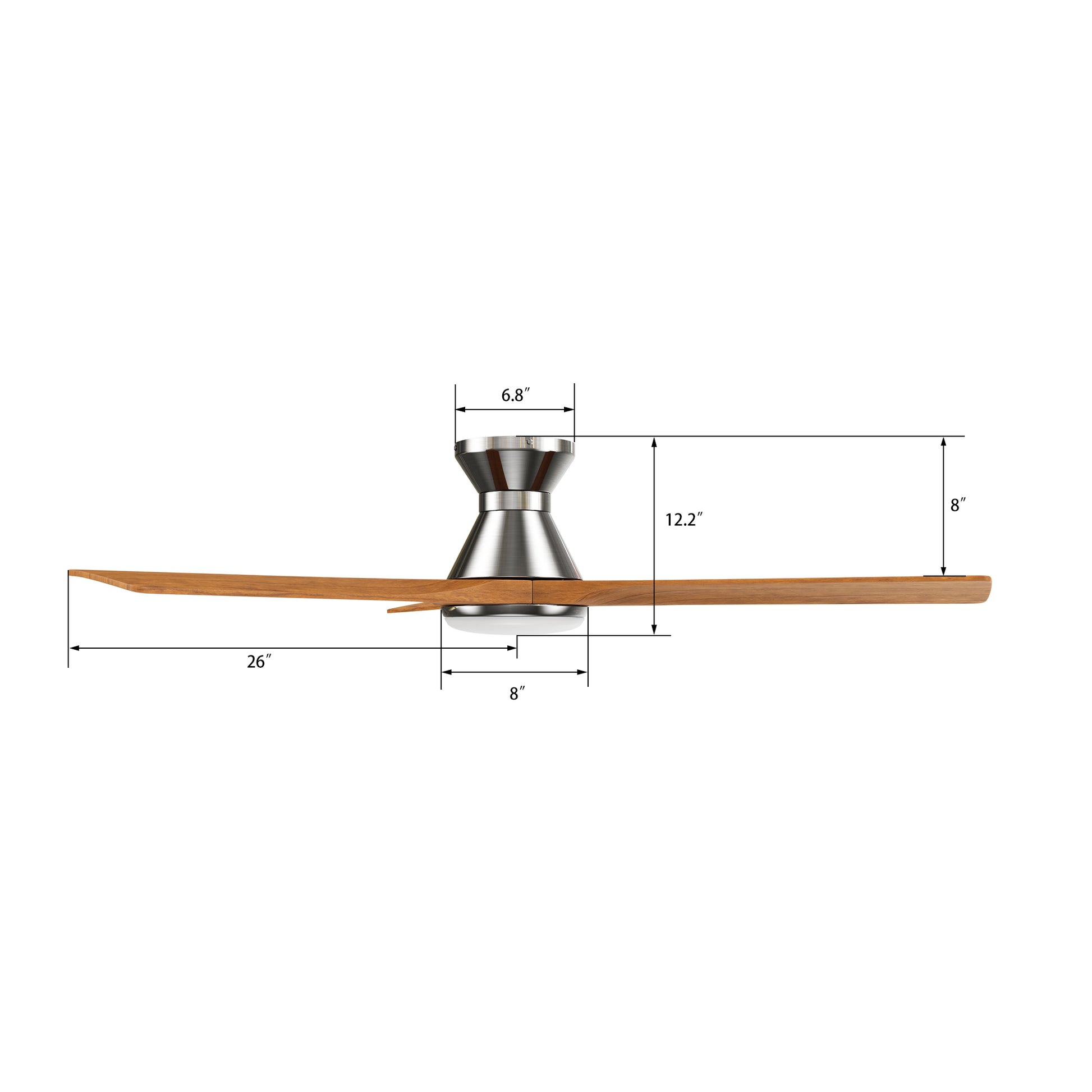 Carro NICOLET 52 inch 3-Blade Flush Mount Smart Ceiling Fan with LED Light Kit & Remote- Silver/Antique Walnut
