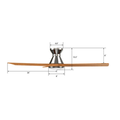 Carro NICOLET 52 inch 3-Blade Flush Mount Smart Ceiling Fan with LED Light Kit & Remote- Silver/Antique Walnut