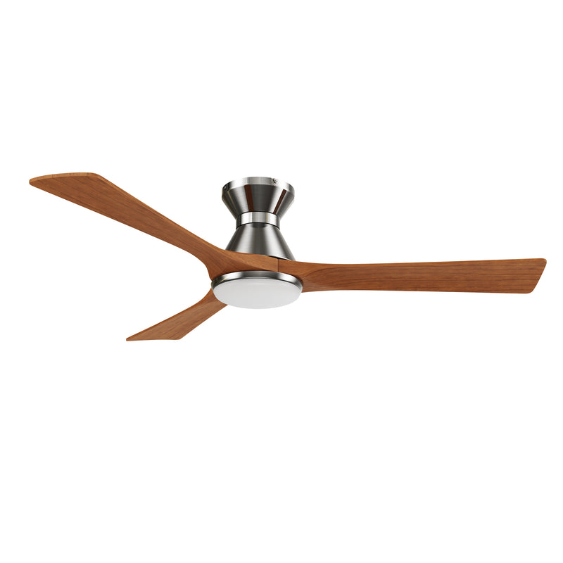 Carro NICOLET 52 inch 3-Blade Flush Mount Smart Ceiling Fan with LED Light Kit & Remote- Silver/Antique Walnut