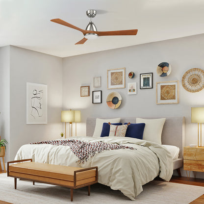 Carro PERRY 52 inch 3-Blade Smart Ceiling Fan with LED Light Kit & Remote- Silver/Antique Walnut