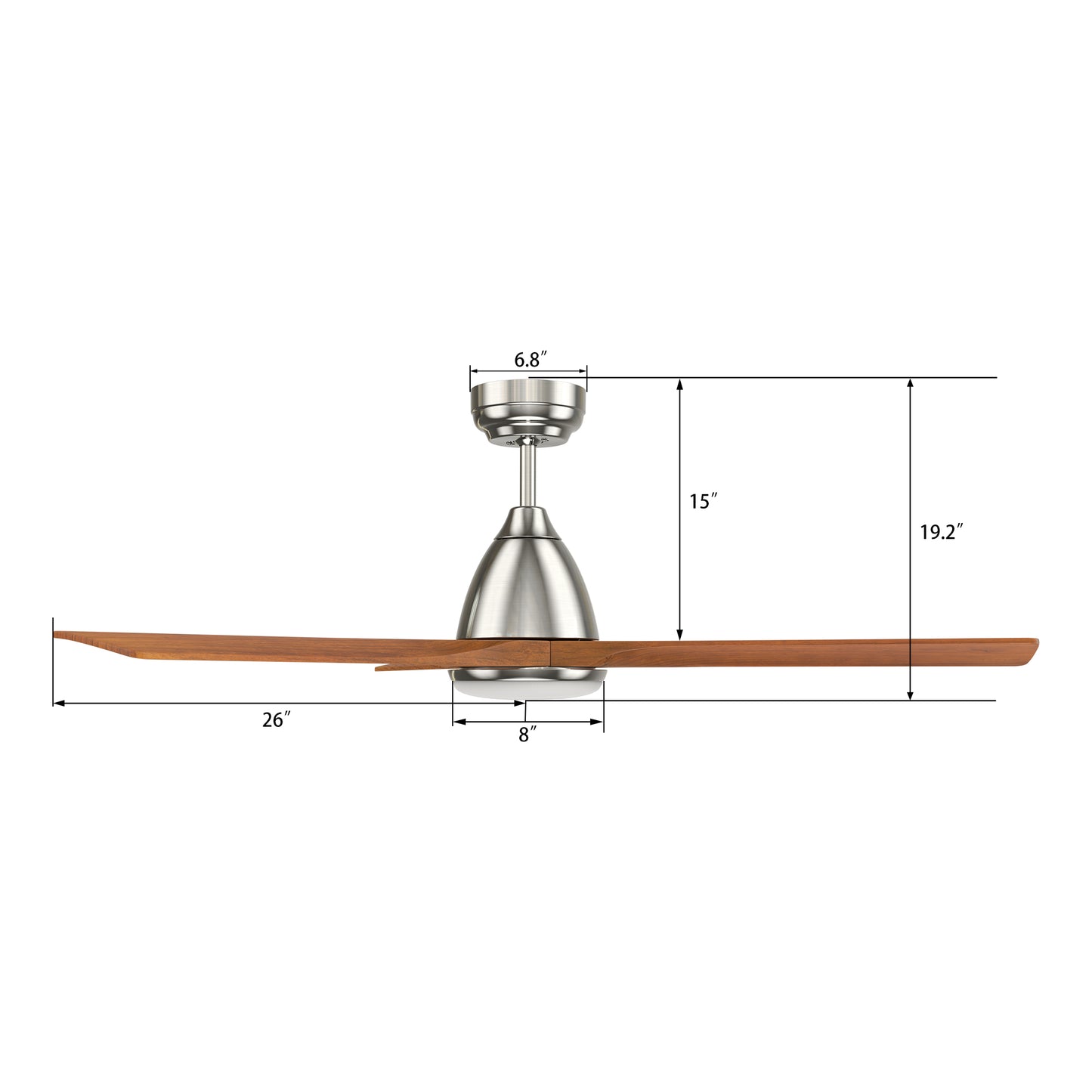 Carro PERRY 52 inch 3-Blade Smart Ceiling Fan with LED Light Kit & Remote- Silver/Antique Walnut