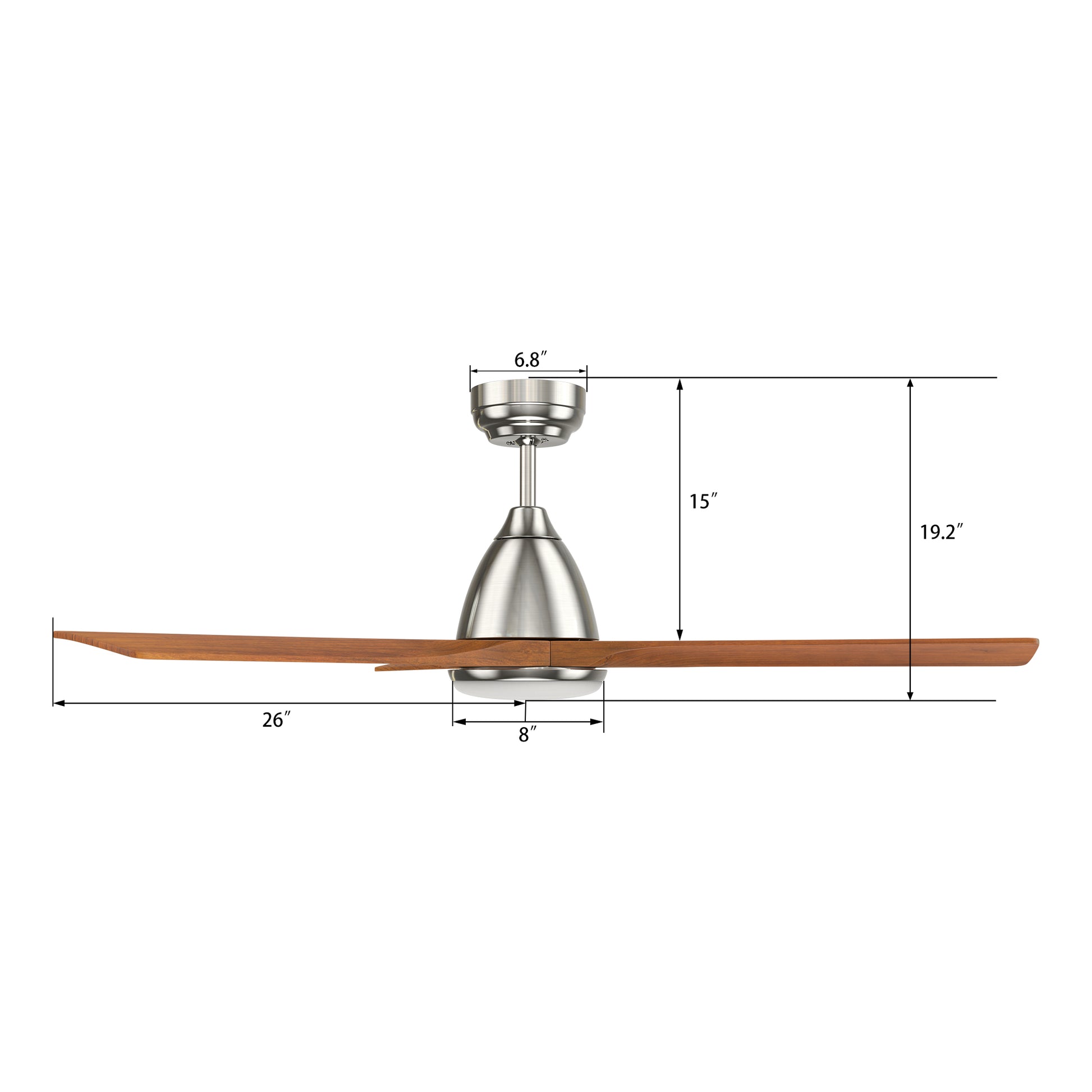 Carro PERRY 52 inch 3-Blade Smart Ceiling Fan with LED Light Kit & Remote- Silver/Antique Walnut