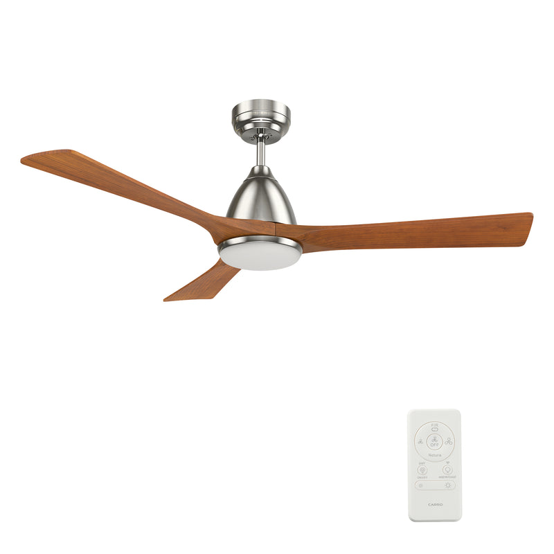 Carro PERRY 52 inch 3-Blade Smart Ceiling Fan with LED Light Kit & Remote- Silver/Antique Walnut