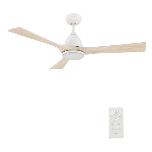 Carro PERRY 52 inch 3-Blade Smart Ceiling Fan with LED Light Kit & Remote- White/Whitewashed Walnut