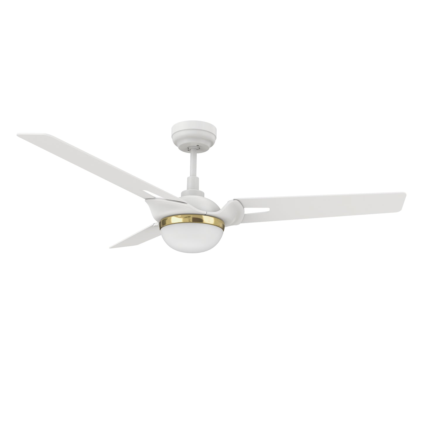 Carro BEDFORD 52 inch 3-Blade Smart Ceiling Fan with LED Light Kit & Remote Control- White/White (Gold Detail)