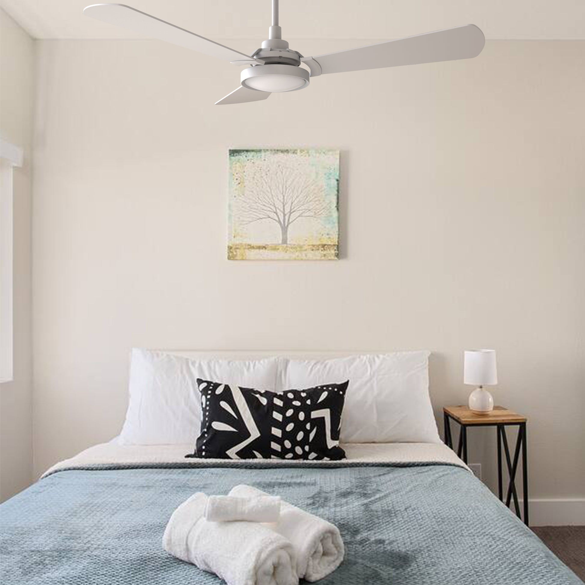 Carro Home BRISA 52 inch 3-Blade Smart Ceiling Fan with LED Light & Remote Control - White/White Fan Blades