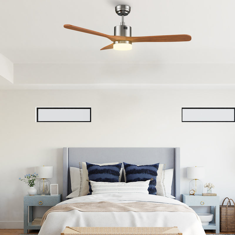 Carro PALMER 52 inch 3-Blade Smart Ceiling Fan with LED Light Kit & Remote- Silver/Antique Walnut