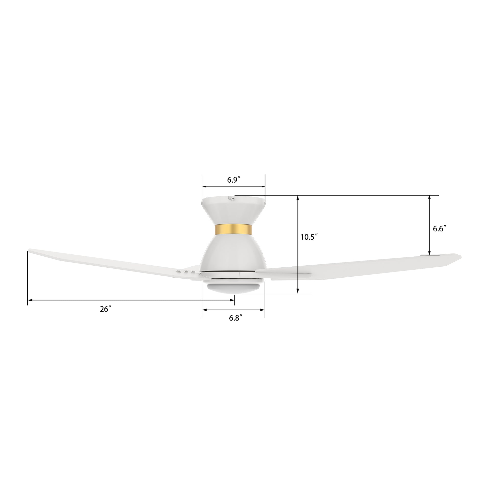 Carro CALEN 52 inch 3-Blade Flush Mount Smart Ceiling Fan with LED Light Kit & Remote Control- White/White