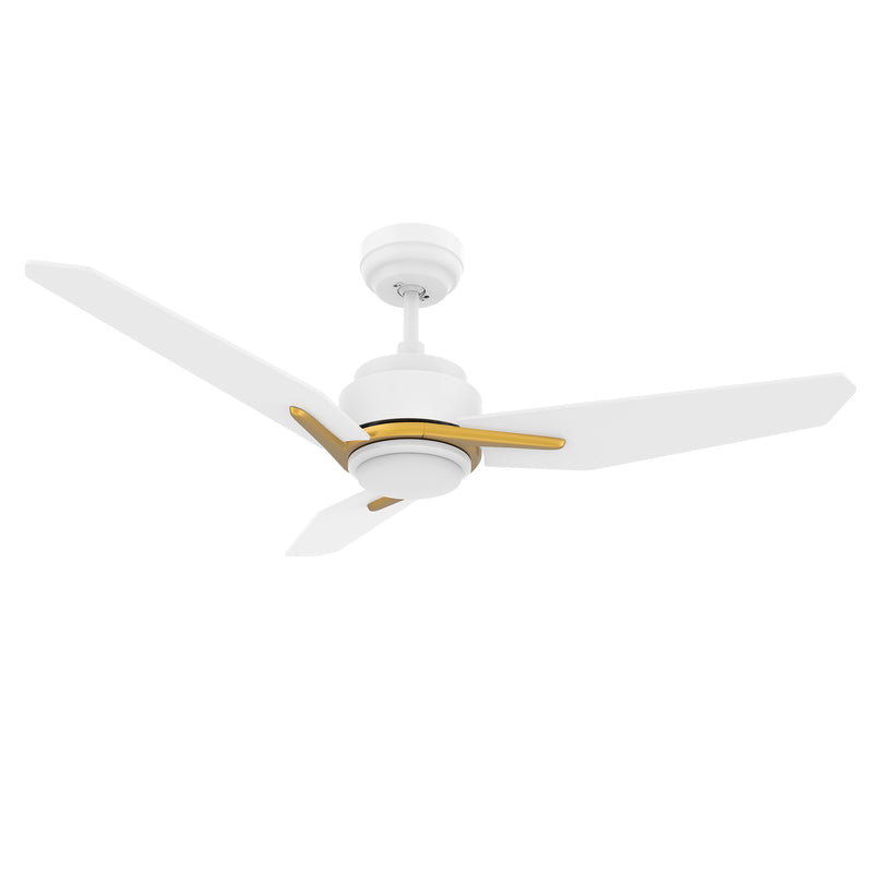Carro TRACER 52 inch 3-Blade Smart Ceiling Fan with LED Light Kit & Remote Control- White/White (Gold Details)