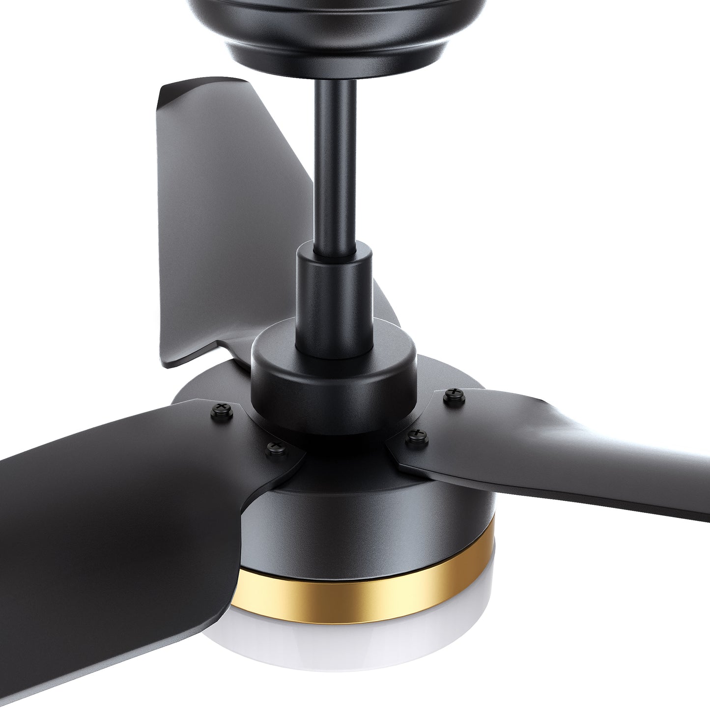 Carro ATTICUS 52 inch 3-Blade Smart Ceiling Fan with LED Light Kit & Remote Control- Black/Black (Gold Detail)