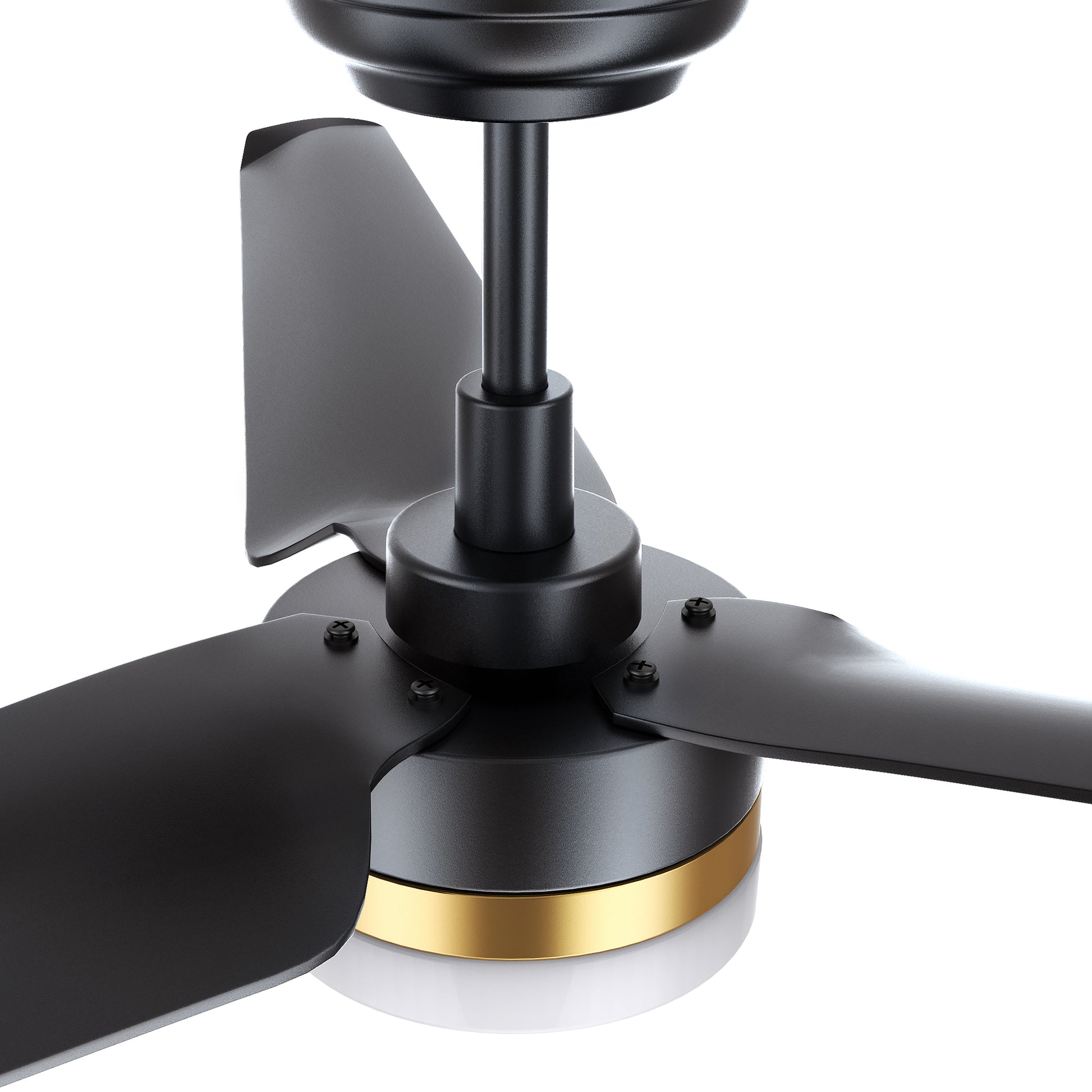 Carro ATTICUS 52 inch 3-Blade Smart Ceiling Fan with LED Light Kit & Remote Control- Black/Black (Gold Detail)