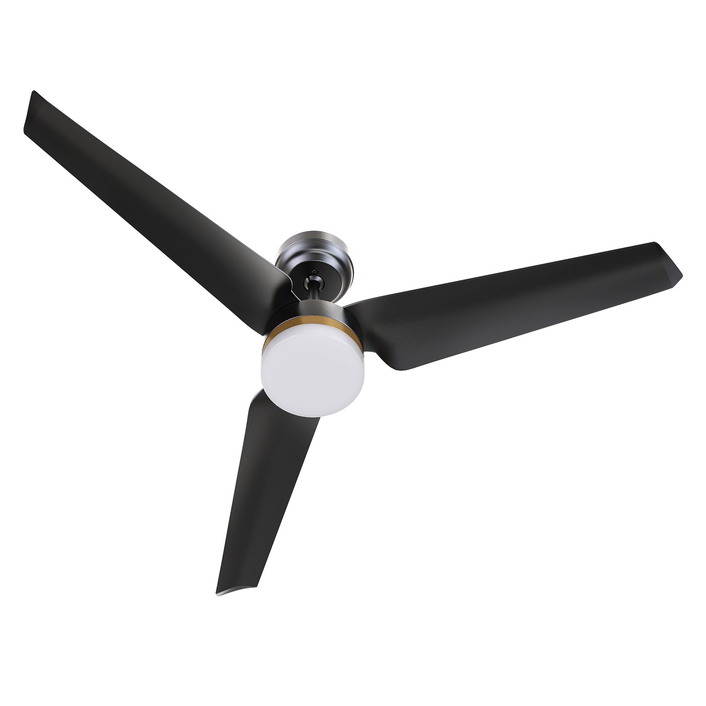 Carro ATTICUS 52 inch 3-Blade Smart Ceiling Fan with LED Light Kit & Remote Control- Black/Black (Gold Detail)