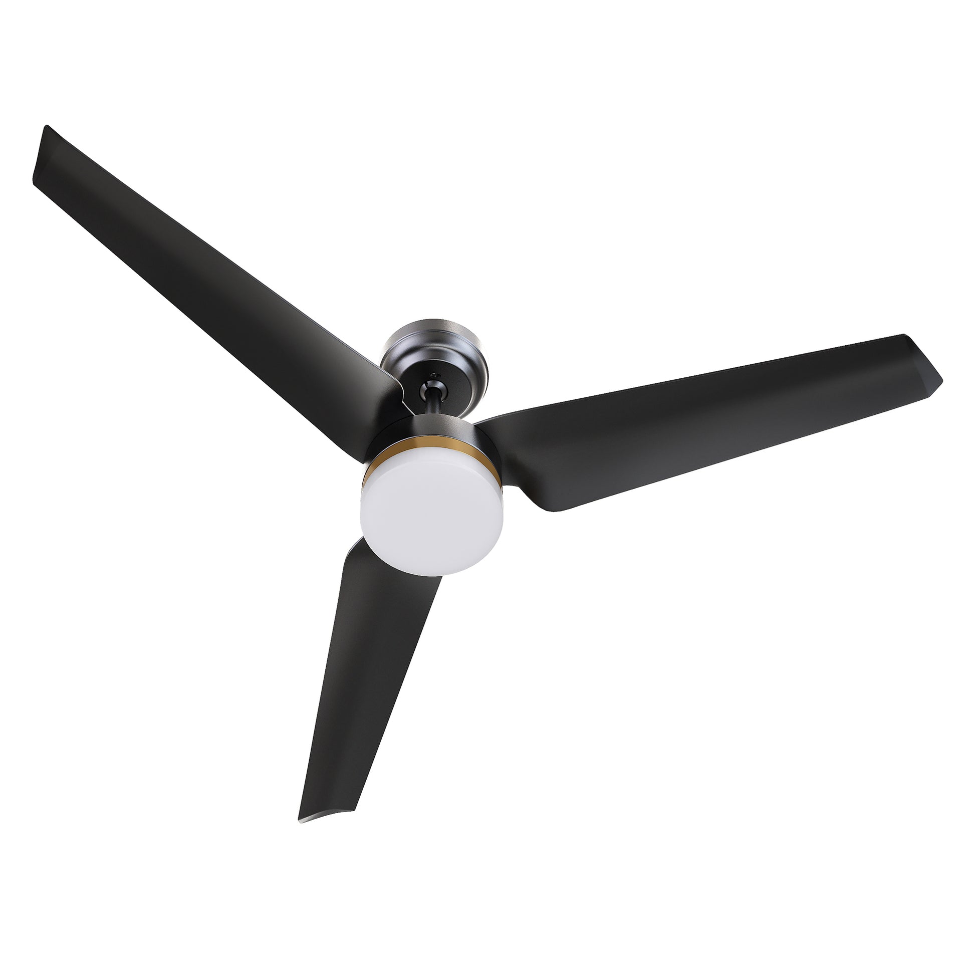 Carro ATTICUS 52 inch 3-Blade Smart Ceiling Fan with LED Light Kit & Remote Control- Black/Black (Gold Detail)