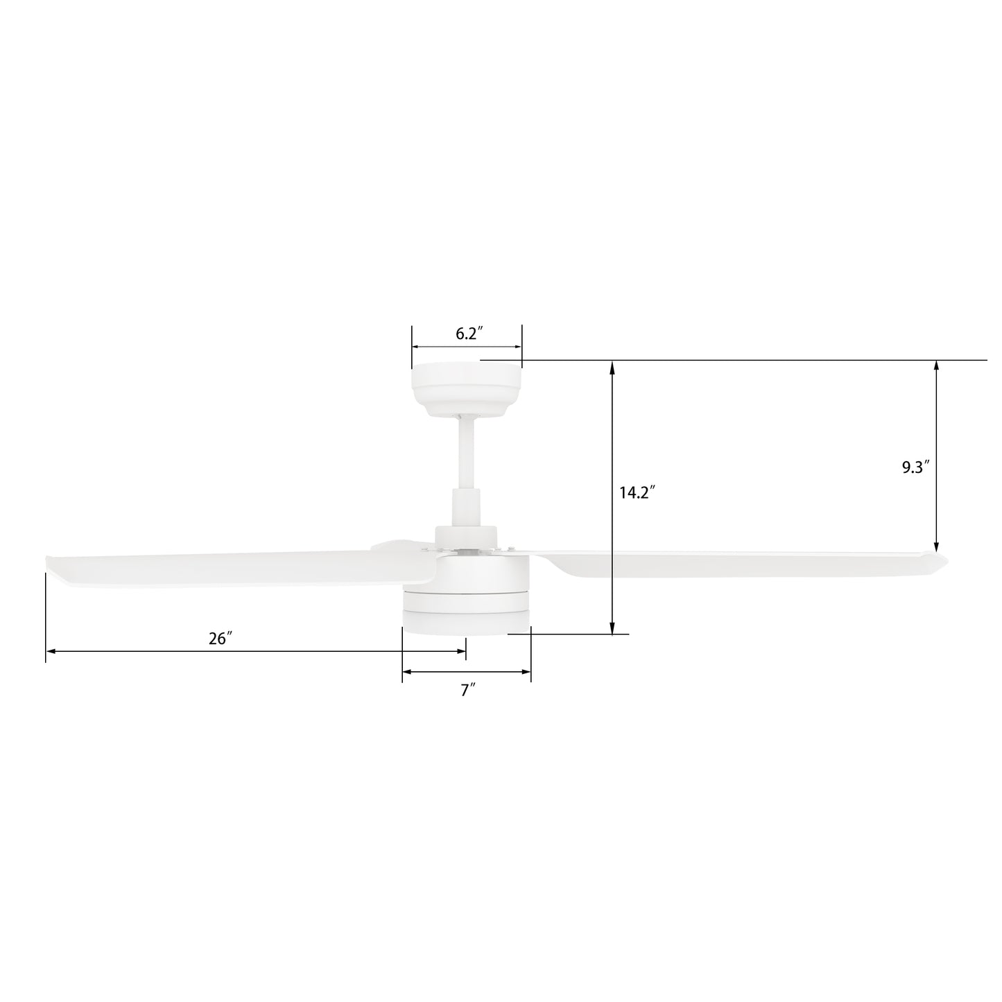 Carro ATTICUS 52 inch 3-Blade Smart Ceiling Fan with LED Light Kit & Remote Control- White/White