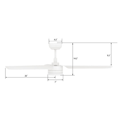 Carro ATTICUS 52 inch 3-Blade Smart Ceiling Fan with LED Light Kit & Remote Control- White/White
