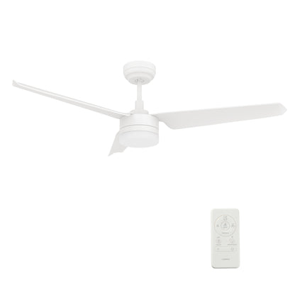 Carro ATTICUS 52 inch 3-Blade Smart Ceiling Fan with LED Light Kit & Remote Control- White/White