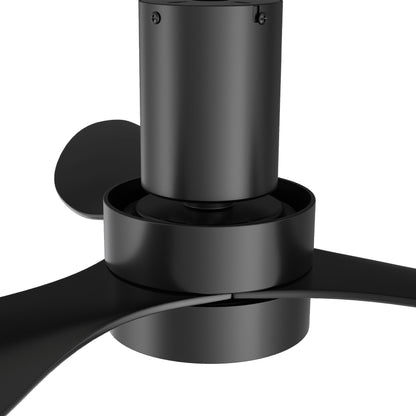 Carro AURORA 52 inch 3-Blade Flush Mount Smart Ceiling Fan with LED Light Kit & Remote- Black/Black