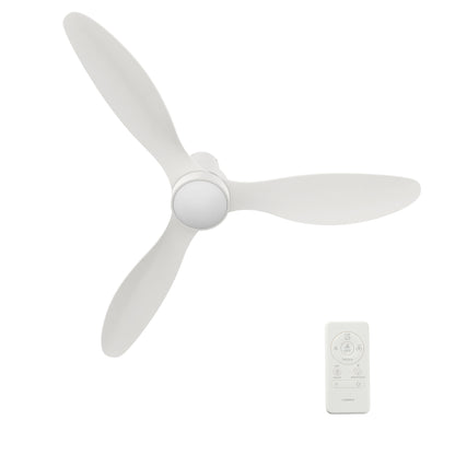 Carro AURORA 52 inch 3-Blade Flush Mount Smart Ceiling Fan with LED Light Kit & Remote- White/White