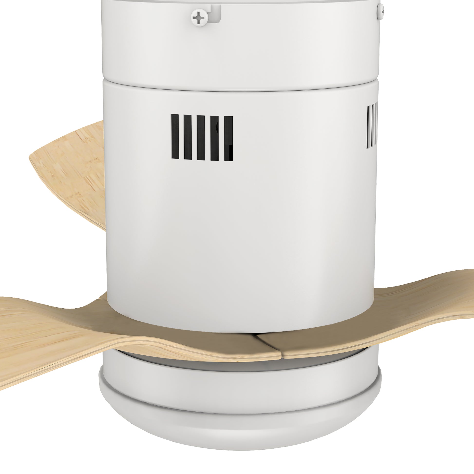 Carro SPEZIA 52 inch 3-Blade Flush Mount Smart Ceiling Fan with LED Light Kit & Remote - White/Bamboo Wood fan blades