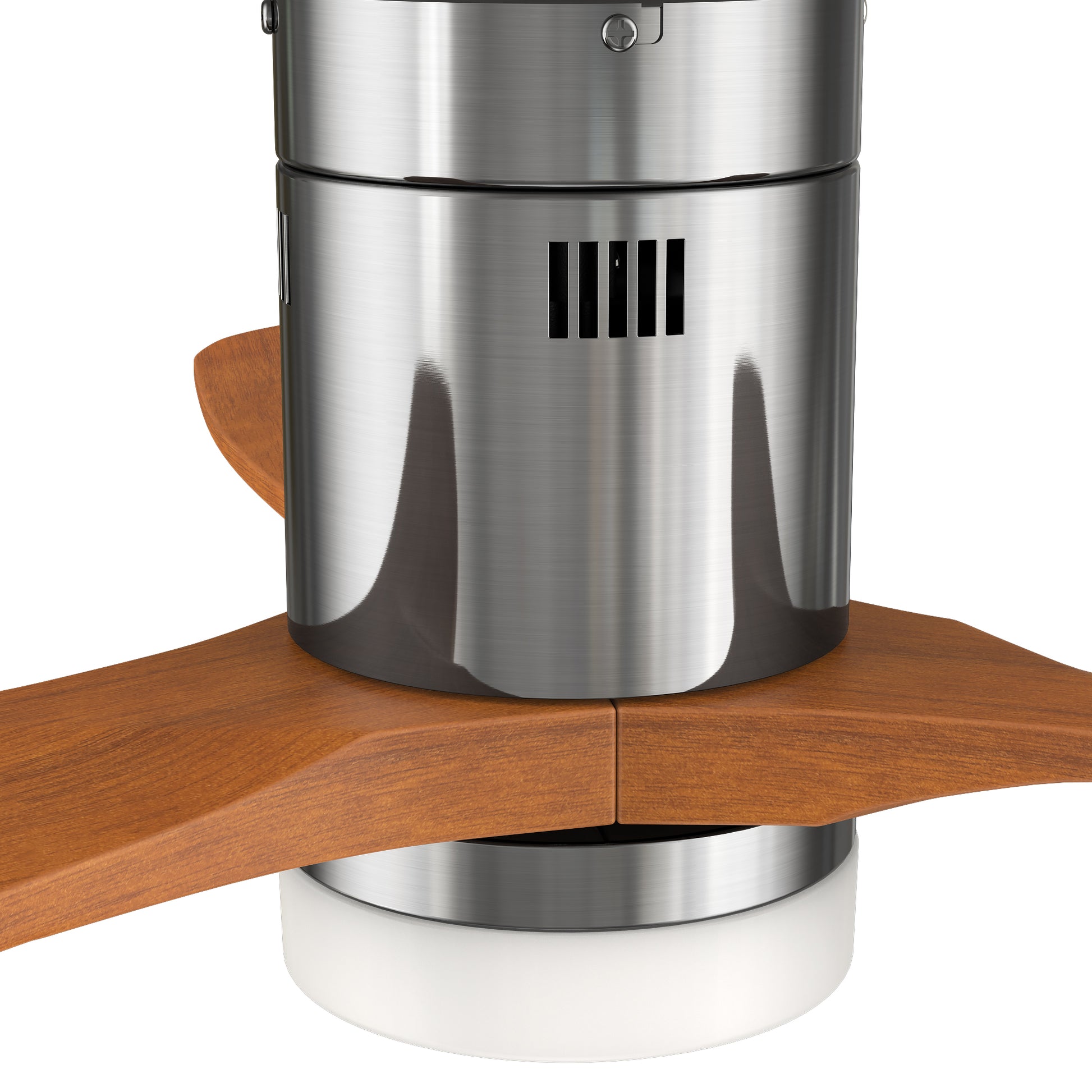 Carro LABELLE 52 inch 3-Blade Flush Mount Smart Ceiling Fan with LED Light Kit & Remote- Silver/Red Wood