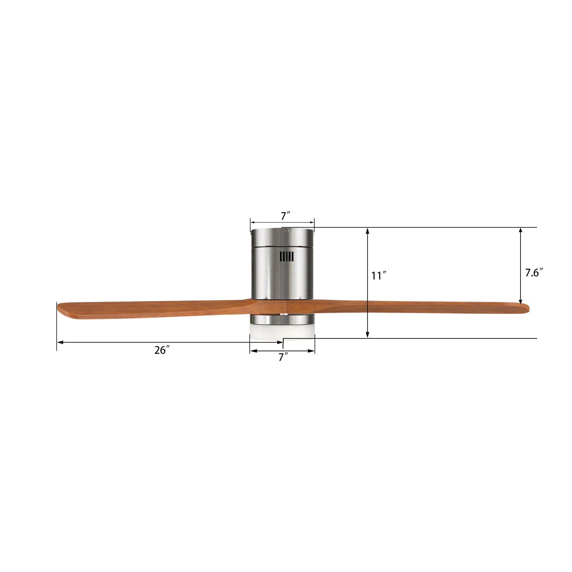 Carro LABELLE 52 inch 3-Blade Flush Mount Smart Ceiling Fan with LED Light Kit & Remote- Silver/Red Wood