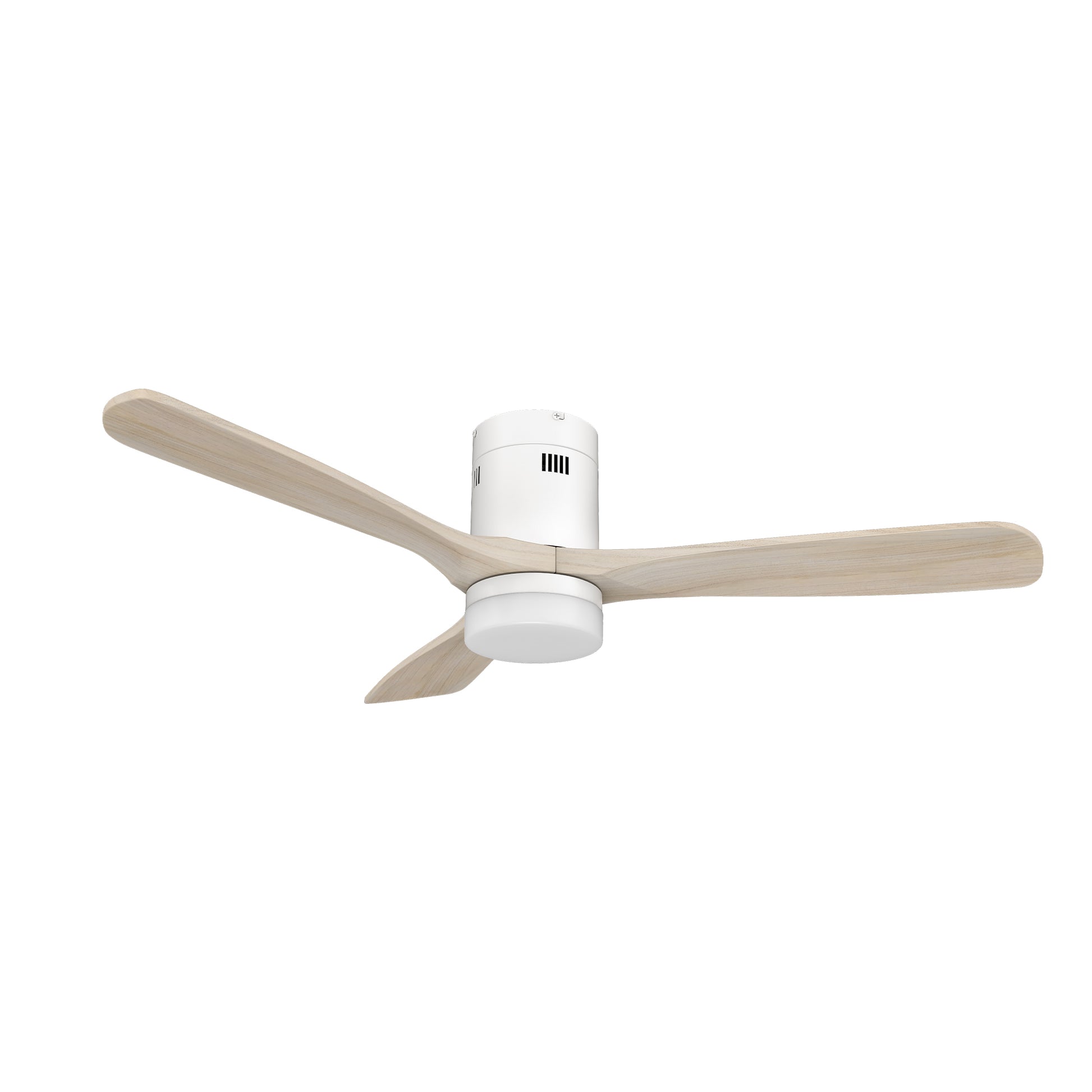Carro LABELLE 52 inch 3-Blade Flush Mount Smart Ceiling Fan with LED Light Kit & Remote- White/White Oak