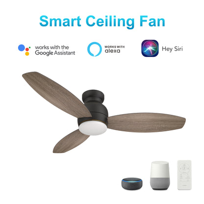 Carro Home TRENTO 52 inch 3-Blade Smart Ceiling Fan with LED Light Kit & Remote- Dark Wood/Light Wood (Reversible Blades)