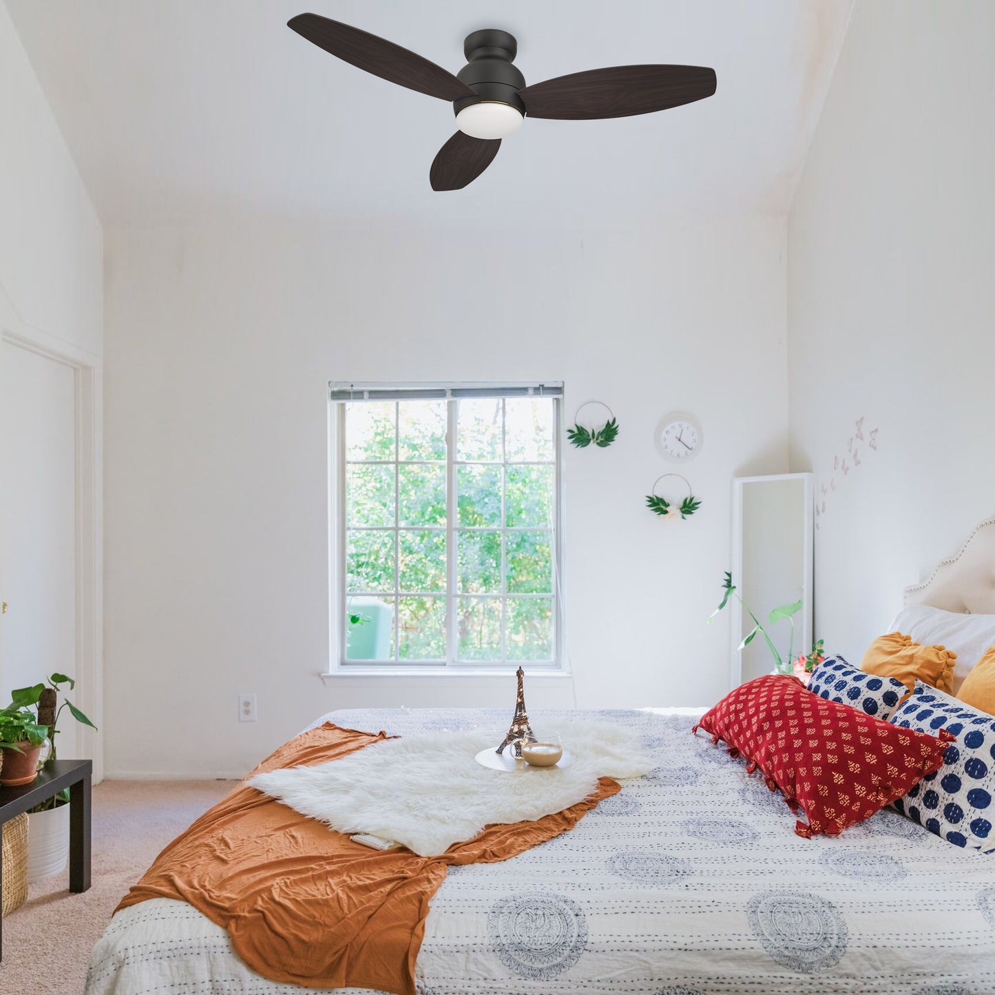 Carro Home TRENTO 52 inch 3-Blade Smart Ceiling Fan with LED Light Kit & Remote- Dark Wood/Light Wood (Reversible Blades)