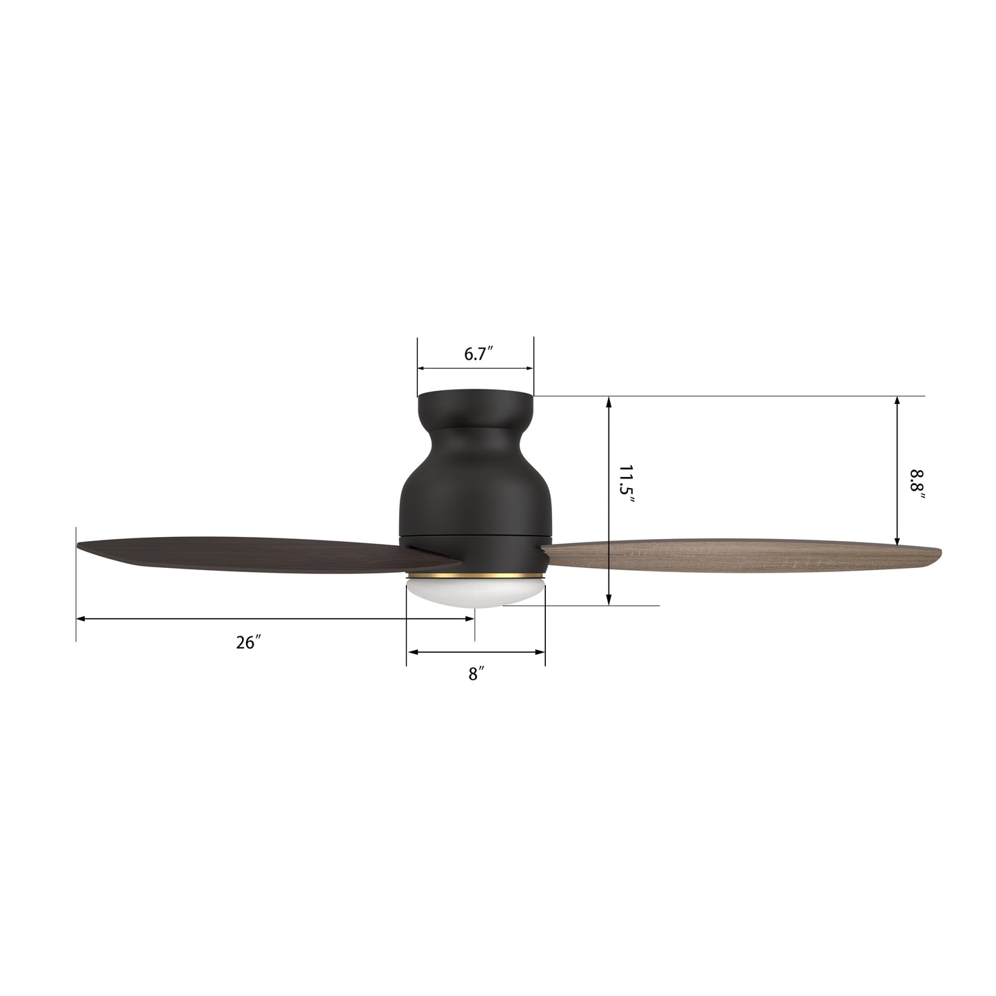 Carro Home TRENTO 52 inch 3-Blade Smart Ceiling Fan with LED Light Kit & Remote- Dark Wood/Light Wood (Reversible Blades)