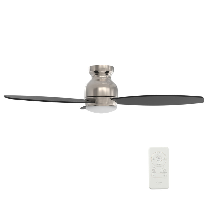 Carro Home TRENTO 52 inch 3-Blade Smart Ceiling Fan with LED Light Kit & Remote- Silver/Black fan blades