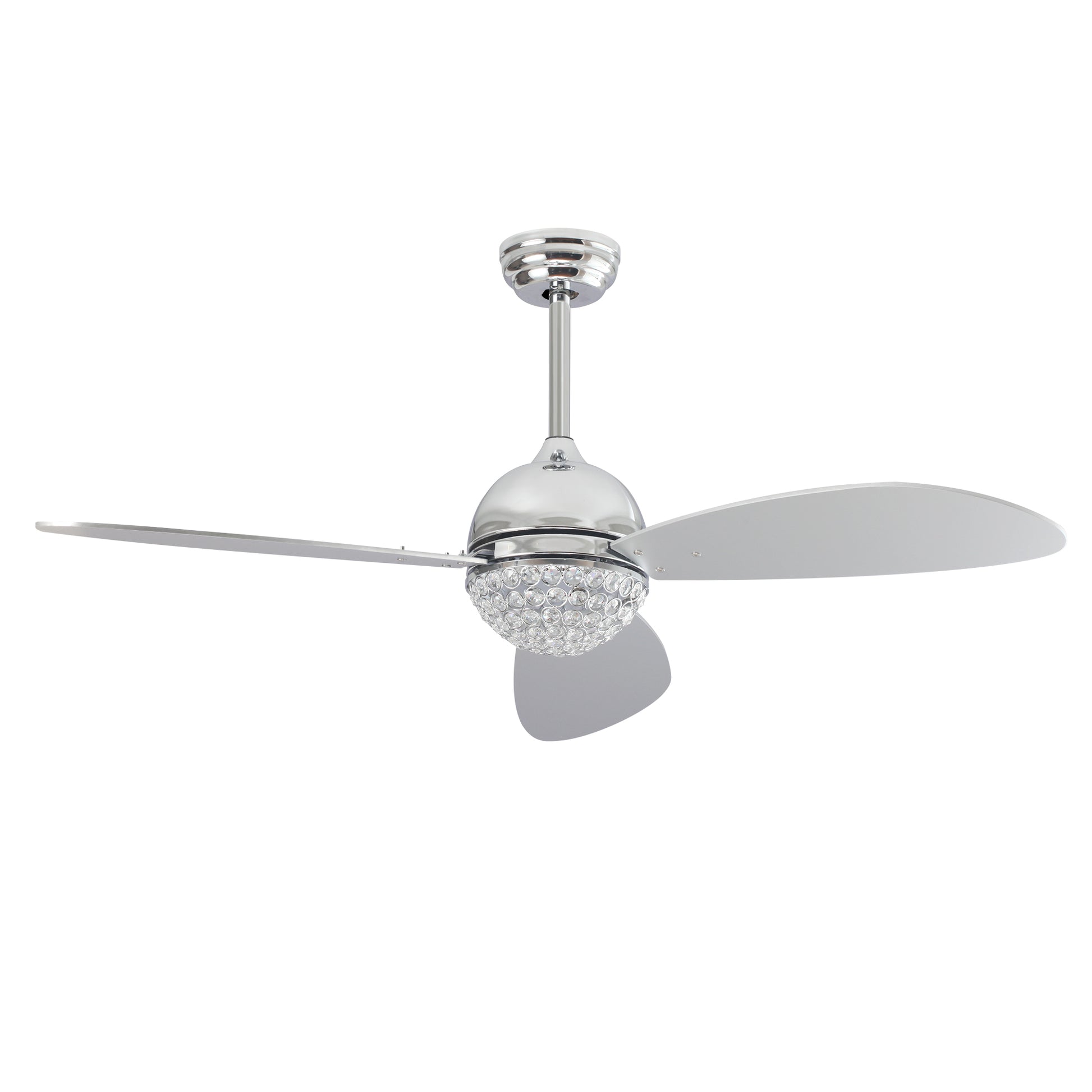 Carro COREN 52 inch 3-Blade Crystal Chandelier Smart Ceiling Fan with LED Light Kit & Remote - Silver/Silver
