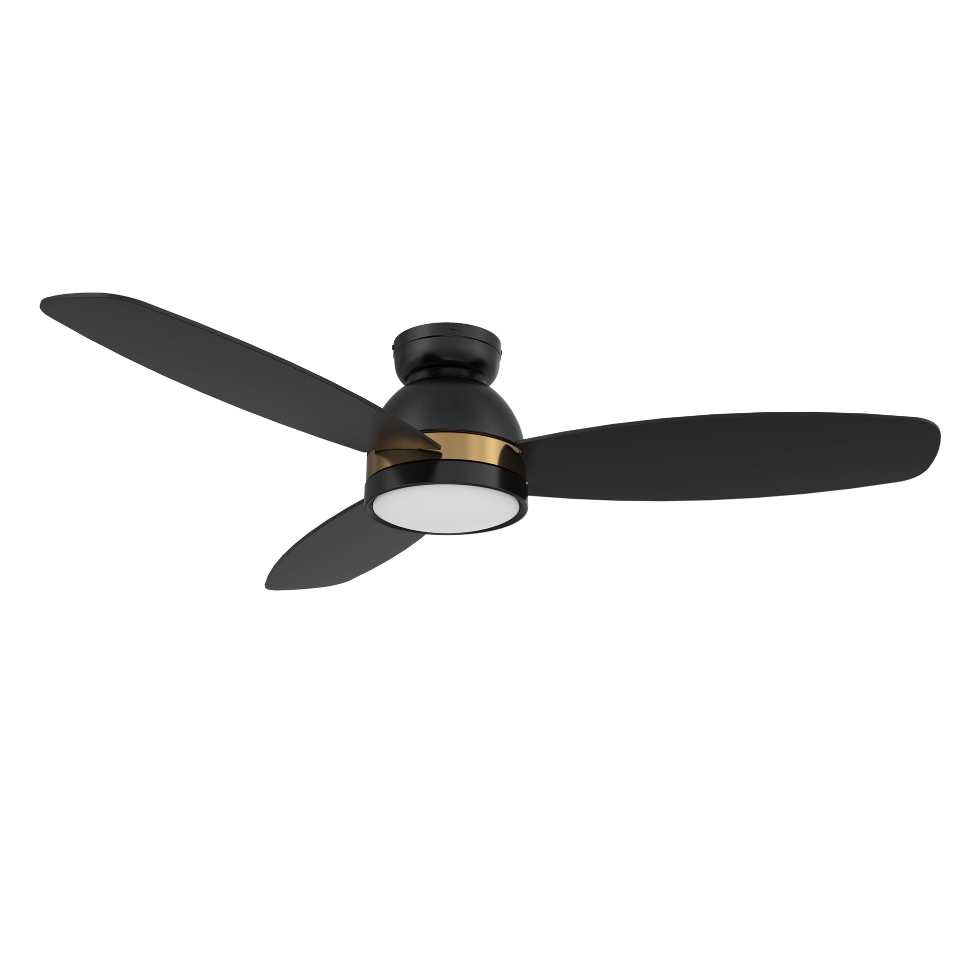 Carro FREMONT 52 inch 3-Blade Flush Mount Smart Ceiling Fan with LED Light Kit & Remote- Black/Black