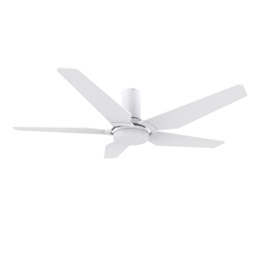 Carro WOODROW 52 inch 5-Blade Flush Mount Smart Ceiling Fan with LED Light Kit & Remote - White/White