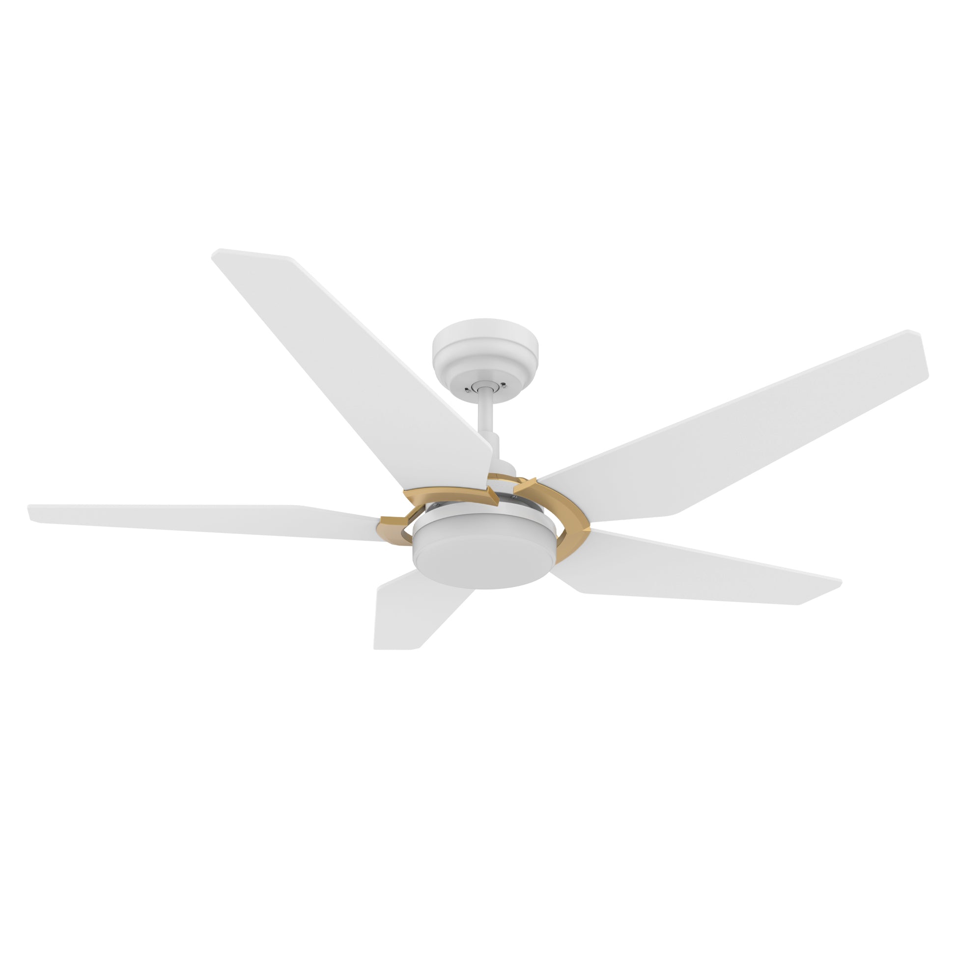 Carro WOODROW 52 inch 5-Blade Smart Ceiling Fan with LED Light Kit & Remote - White/White (Gold Detail)