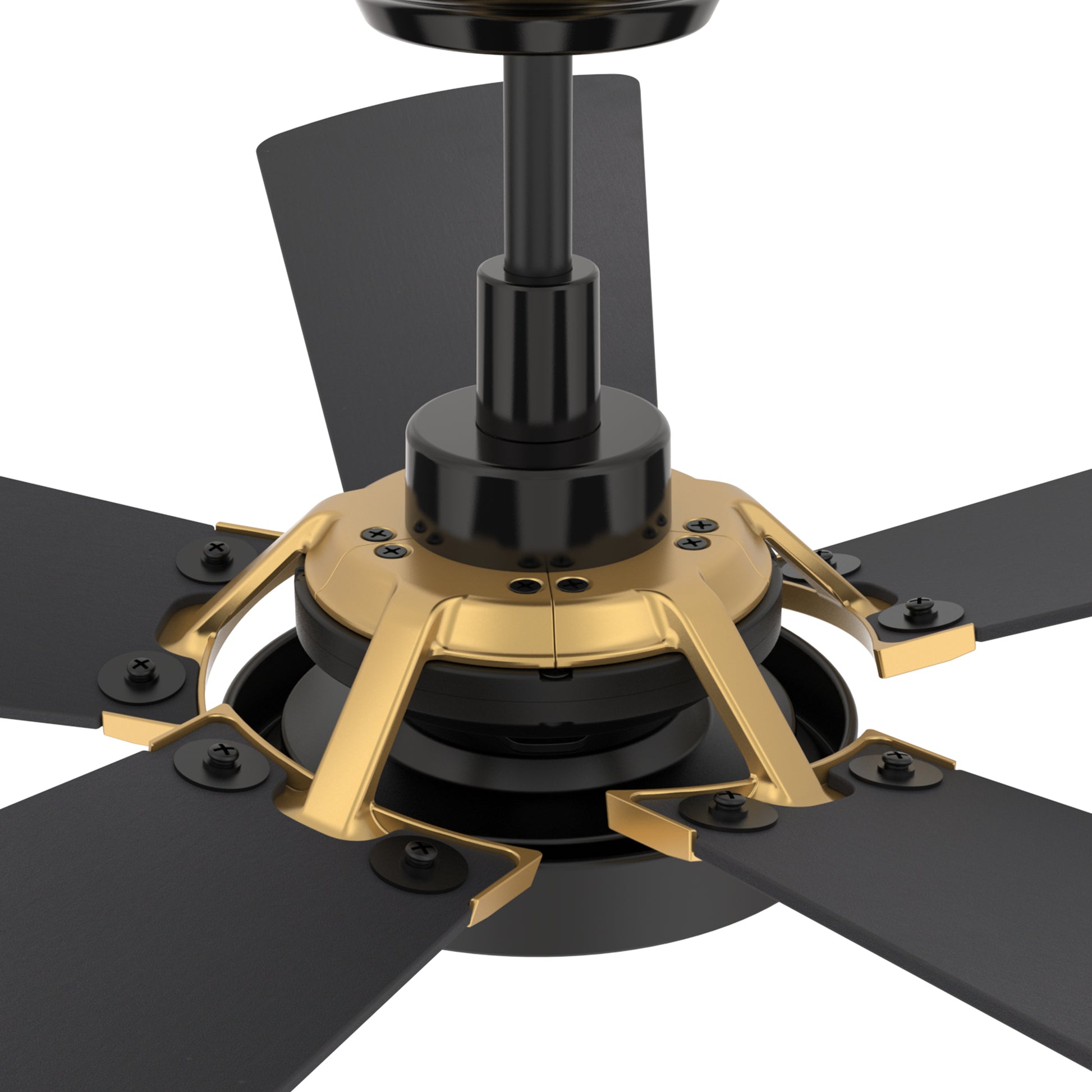 Carro WINSTON 52 inch 5-Blade Smart Ceiling Fan with LED Light Kit & Remote Control- Black/Black (Gold Detail)