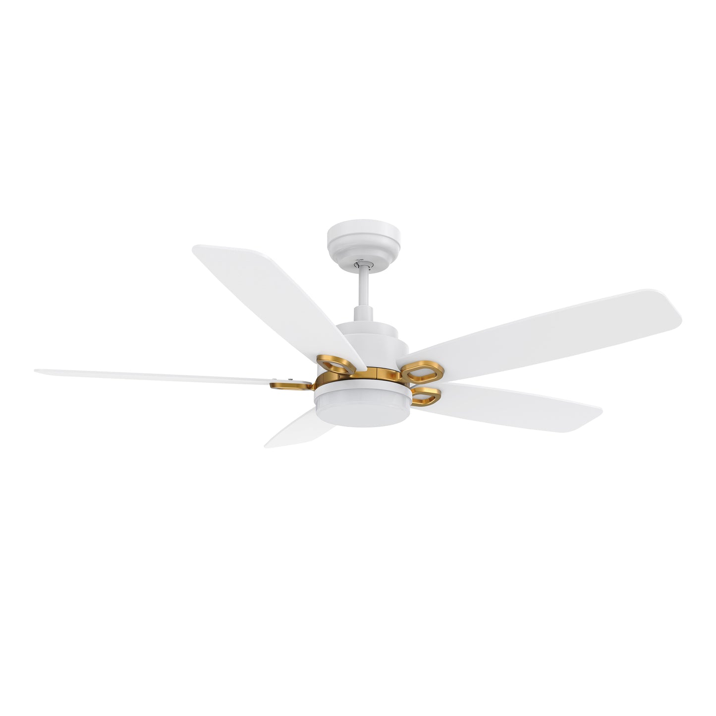 Carro PEYTON 52 inch 5-Blade Smart Ceiling Fan with LED Light Kit & Remote Control- White/White (Gold Details)