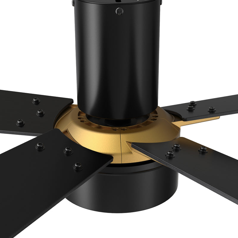 Carro USA WICHITA 52 inch 5-Blade Flush Mount Smart Ceiling Fan with LED Light Kit & Remote- Black/Black