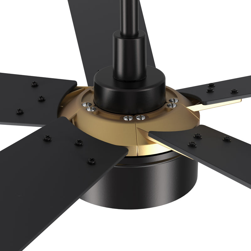 Carro STOCKTON 52 inch 5-Blade Smart Ceiling Fan with LED Light Kit & Remote Control- Black/Black (Gold Details)