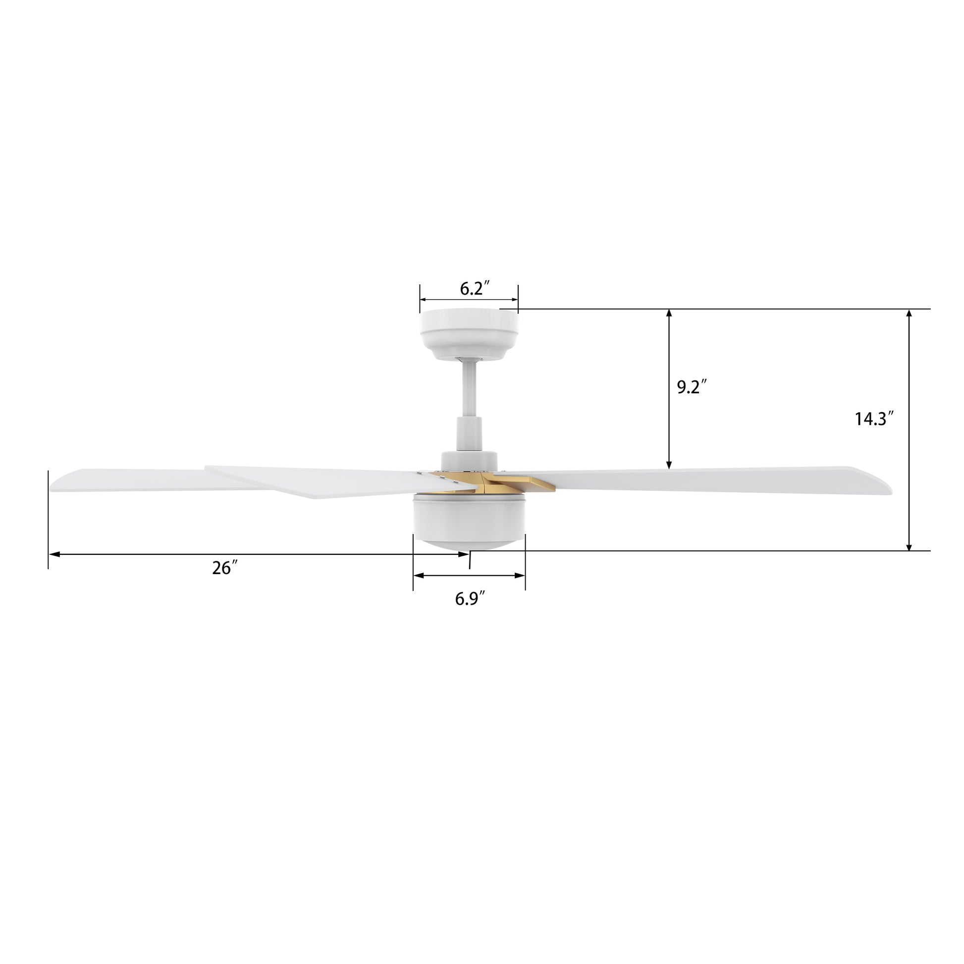 Carro STOCKTON 52 inch 5-Blade Smart Ceiling Fan with LED Light Kit & Remote Control- White/White (Gold Details)